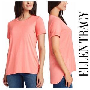 ELLEN TRACY Ladies Short Sleeve HiLo Hem Tunic Top